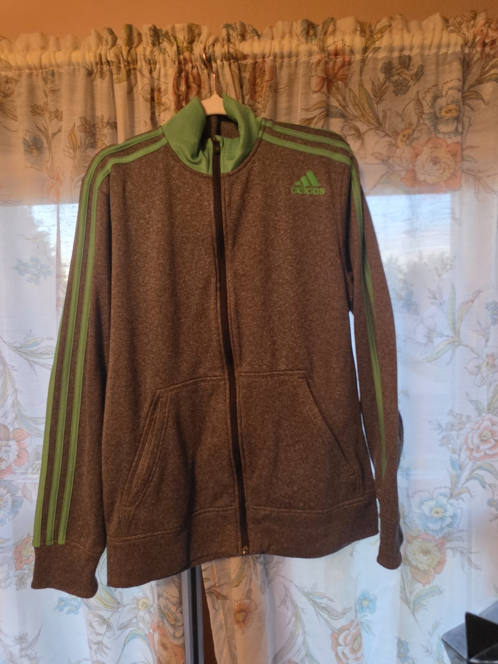 Adidas  Zip-Up Track Jacket with Green Accents